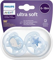 Пустушка Philips AVENT Ultra Soft для хлопчиків 6-18 міс 2 шт (SCF223 / 03)