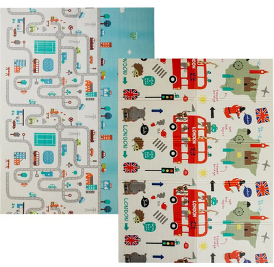 Дитячий двосторонній килимок Poppet Екскурсія Лондон та Дорожній лабіринт, 200х150x1 см (PP026-150H)