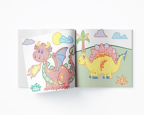Водяні розмальовки з кольоровим контуром. Динозаврики та дракончики Crystal Book