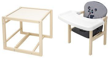 Стульчик-трансформер Babyroom слоновая кость серый/графит, панда (Пеппи-260)