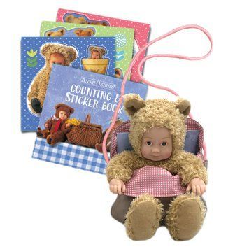 Игровой набор Anne Geddes Маленький Медвежонок с сумкой и стикерами 23 см (21071AG)