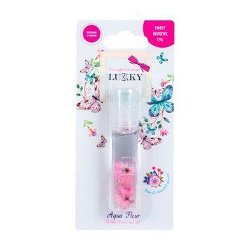 Масло-блеск для губ в ролике Lukky Aqua Fleur с розовыми цветами (T22004)