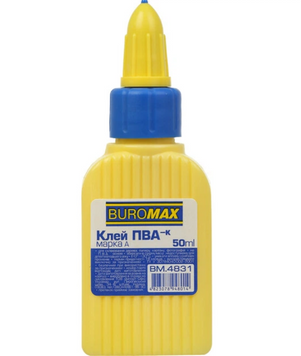 Клей ПВА з ковпачком-дозатором Buromax 50 мл (BM.4831)