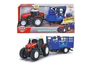 Трактор з причепом Dickie toys Мессі Фергюсон Фермерська техніка для перевезення худоби (3734003)
