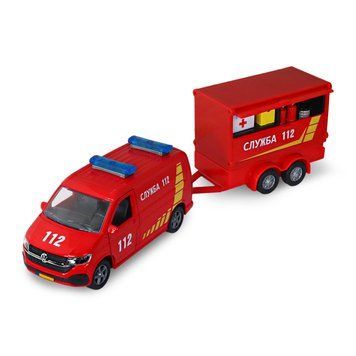 Игровой набор TechnoDrive Volkswagen Служба 112 с прицепом (520322.270)
