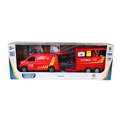 Игровой набор TechnoDrive Volkswagen Служба 112 с прицепом (520322.270)