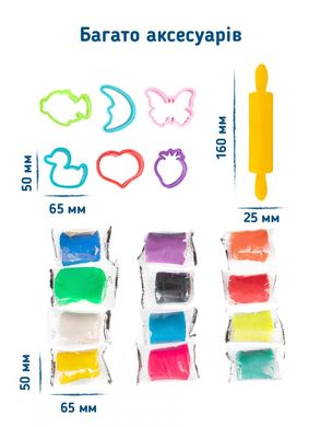 Набор для детской лепки Тесто-пластилин, 12 цветов DGT (TY4440)