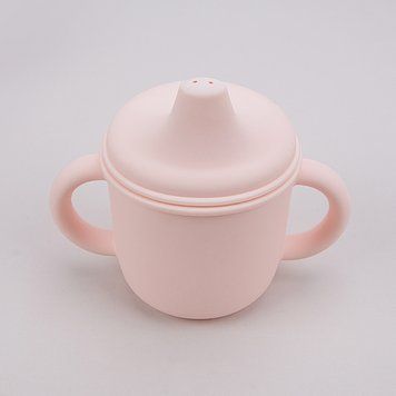 Силіконовий поїльник з ручками та кришкою з носиком - Cream Pink BNB (0145-cream-pink)