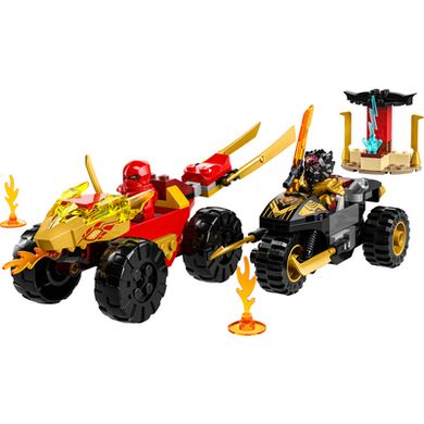 Конструктор LEGO NINJAGO Автомобильная и байковая битва Кая и Раса (71789)