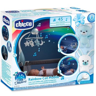 Мобиль-проектор на кроватку Chicco Радуга 3в1, голубой, 59х44х28 см (11041.20)