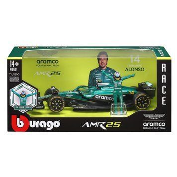Автомодель с фигуркой Bburago Aston Martin AMR25 2025 1:24 №14 (18-28071)