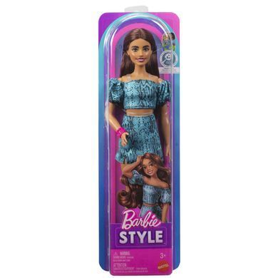 Кукла Barbie Fashionistas Модница в бирюзовом наряде с анималистическим принтом (JJN63)