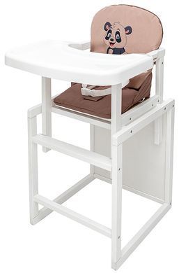 Стільчик-трансформер Babyroom білий капучино/шоколад, панда (Пеппі-240)