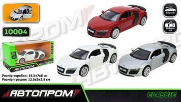 Машина металлическая Автопром Audi R8 GT 3 цвета (10004)