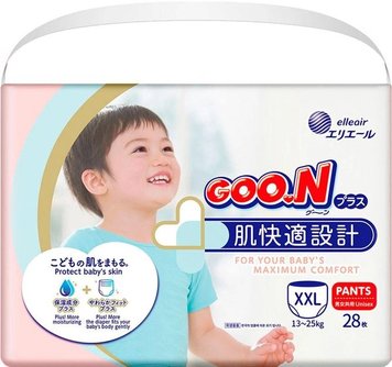 Трусики-підгузки Goo.N Plus для дітей 13-25 кг (розмір BigBig (XXL), унісекс, 28 шт (PLUS843351)